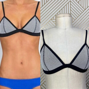 TRIANGL‎ Mesh Bikini Swim Top Black White